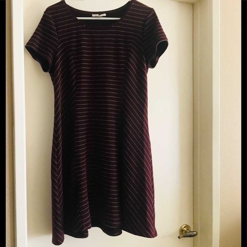 Maroon/White striped dress